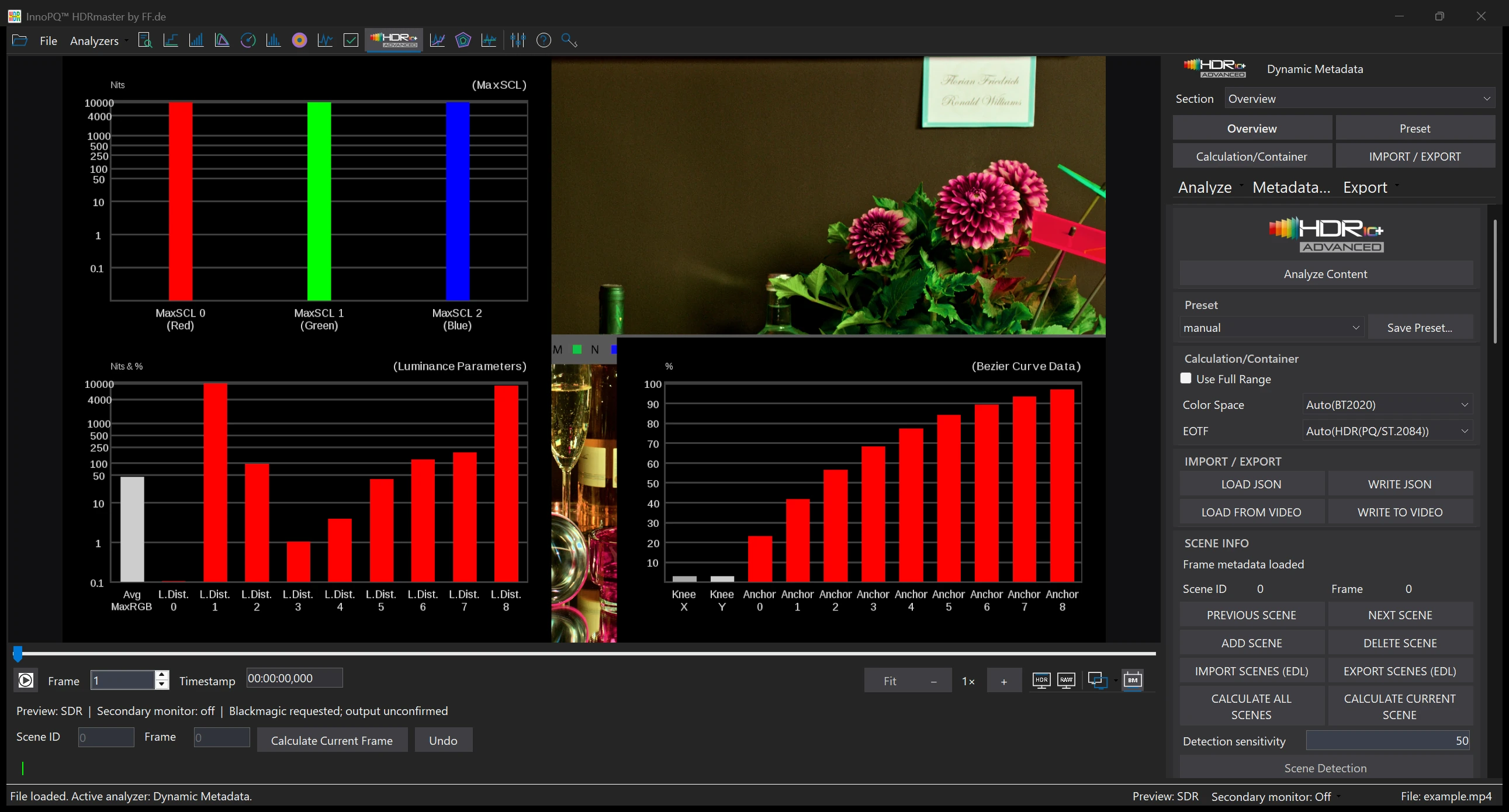HDRmaster HDR10+ scene and metadata authoring interface