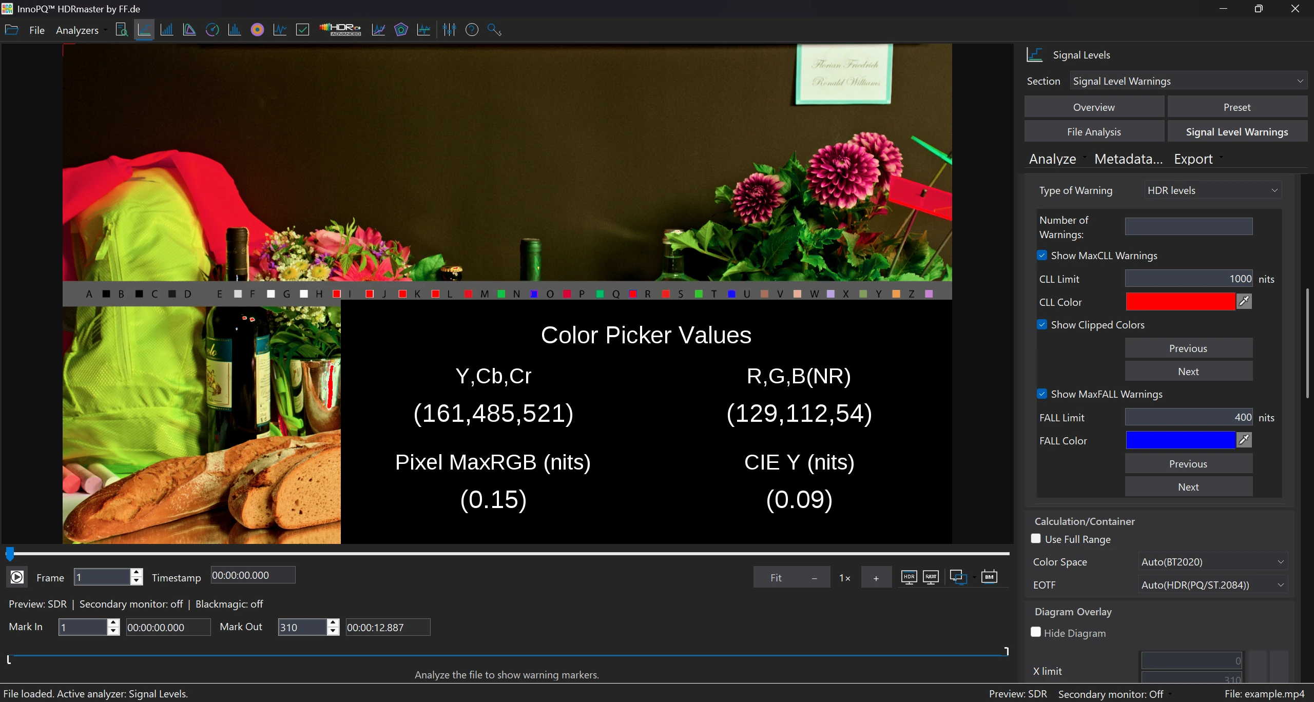 HDRmaster video preview in the application interface